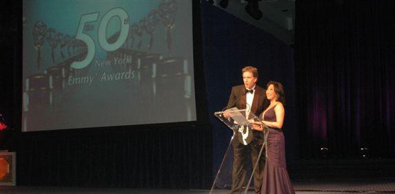 Presenters Jim Watkins and  Kaity Tong, WPIX